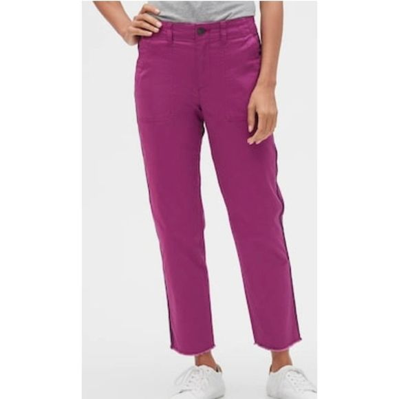 GAP Purple Cropped Utility Pants‎ with Side Stripe Detail Casual Everyday size 6 - Picture 2 of 9
